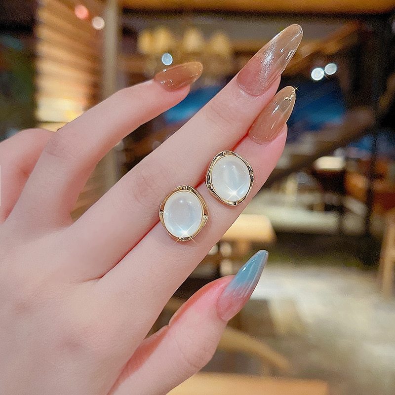Wholesale Sterling Silver Post Fashion Opal Stone Stud Fashion Earrings Jewelry Women Gift