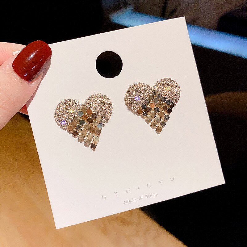 Wholesale Sterling Silver Post Love Heart Earrings Stud Jewelry Women Gift