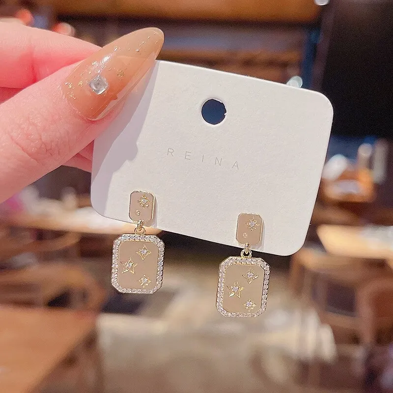 Wholesale Sterling Silver Post Square Women Star Stud Jewelry Women Gift