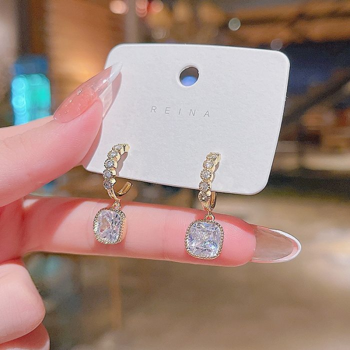 Wholesale Sterling Silver Post Fashion Zircon Pendant Earrings Diamond Stud Earrings Jewelry Women Gift