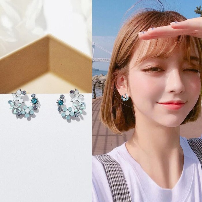 Wholesale Women Eardrops Petals Sterling Silver Post Stud Jewelry Women Gift