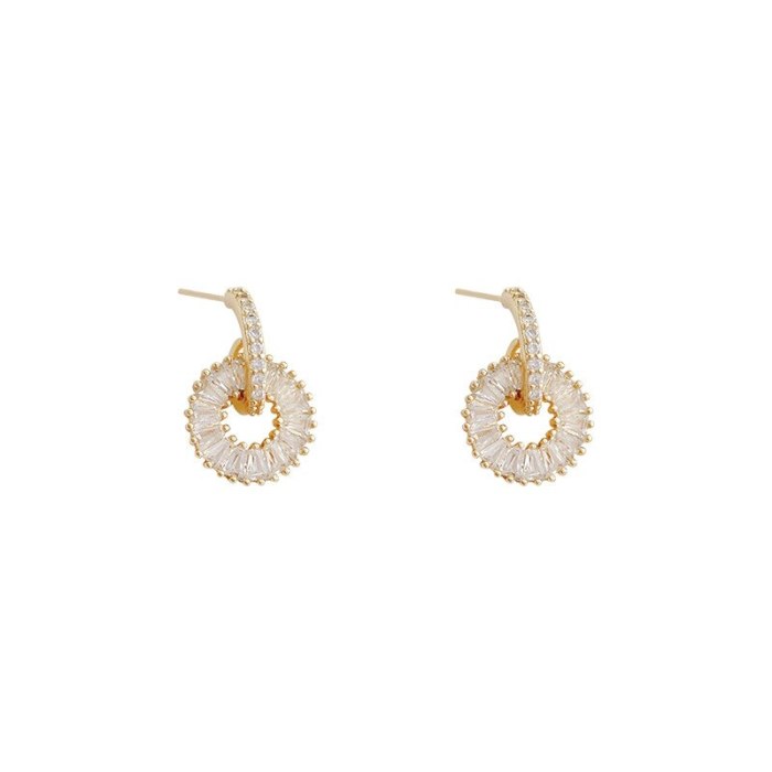 Wholesale 925 Silver Post Collar Zircon Fashion Women Stud Earrings Jewelry Women Gift