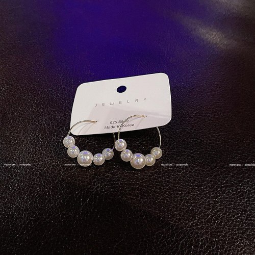 Wholesale New Circle And Pearl Stud Earrings 925 Silver Post Ear Jewelry Jewelry Women Gift