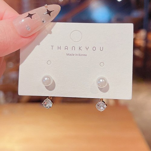 Wholesale Sterling Silver Post Zircon Pearl Women Stud Earrings Jewelry Women Gift