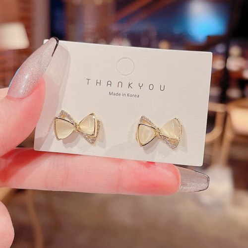 Wholesale Sterling Silver Post Opal Bow Women Stud Earrings Jewelry Women Gift