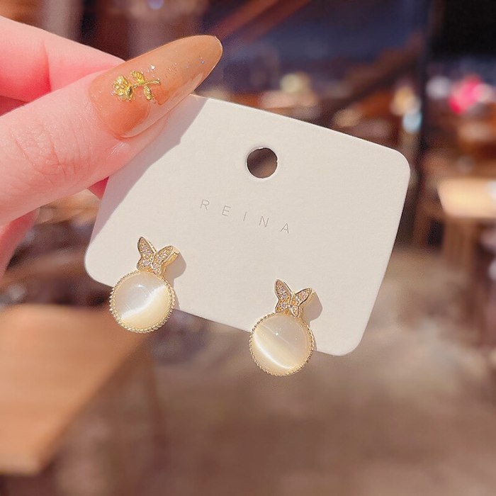 Wholesale Sterling Silver Post Opal Butterfly Women Stud Earrings Jewelry Women Gift