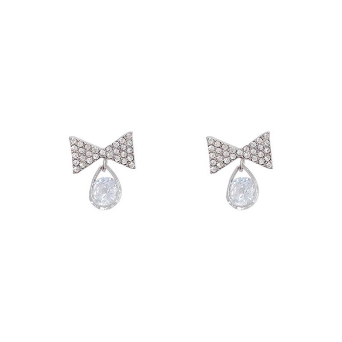 Wholesale 925 Silver Post Butterfly Water Drop Zircon Women Stud Earrings Jewelry Women Gift