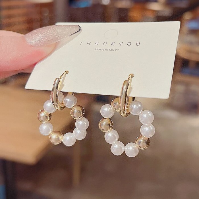 Wholesale Circle And Pearl Women S925 Silver Stud Earrings Jewelry Women Gift