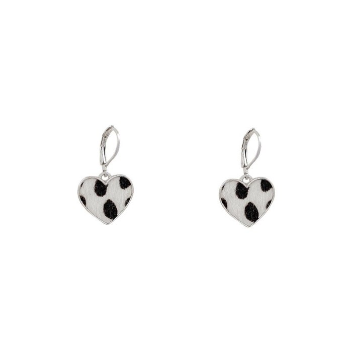 Wholesale Sterling Silver Post Leopard Print Spots Love Heart Women Stud Earrings Jewelry Women Gift