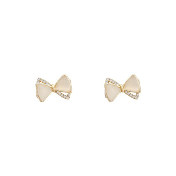 Wholesale Sterling Silver Post Opal Bow Women Stud Earrings Jewelry Women Gift