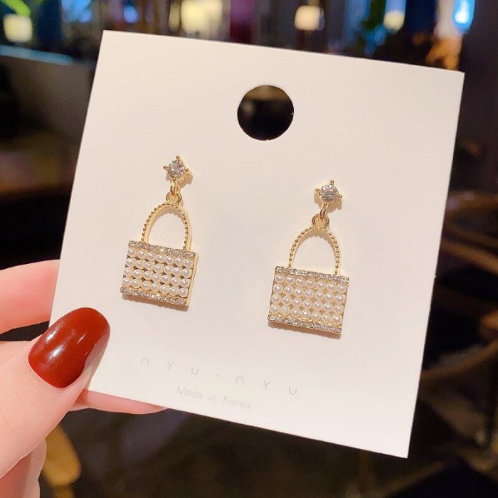 Wholesale 925 Silver Post Pearl Bag Earrings Eardrops Earrings Jewelry Women Gift