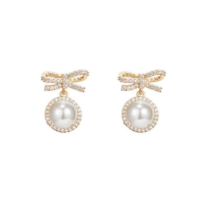 Wholesale 925 Silver Stud Bow Pearl Stud Women Earrings Jewelry Women Gift