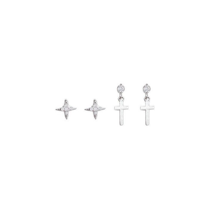 Wholesale Cross Stud Earrings Sterling Silver Post Earrings Eardrops Jewelry Women Gift