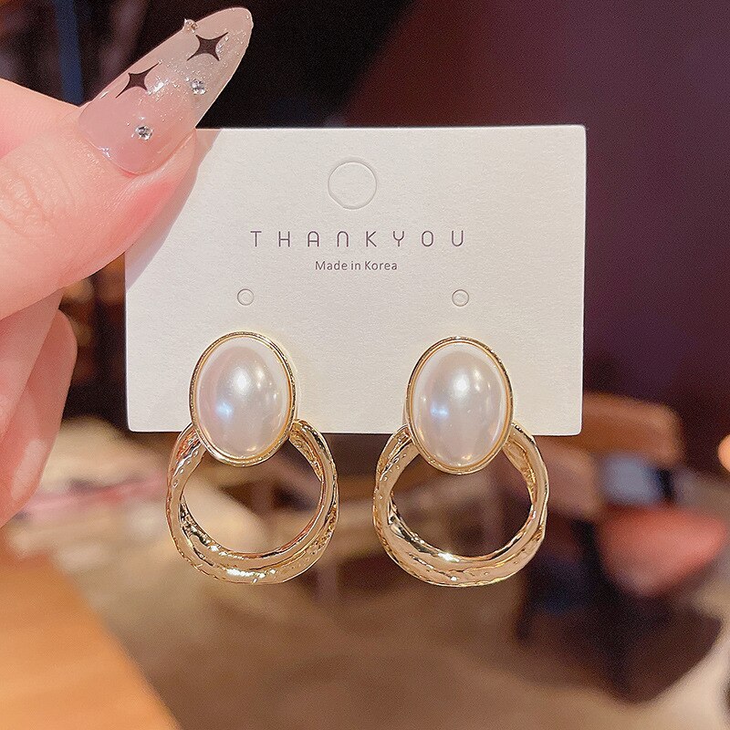 Wholesale Sterling Silver Post Circle And Pearl Women Stud Earrings Jewelry Women Gift