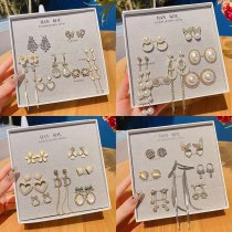 Wholesale Sterling Silver Post One Week Stud Earrings Rhinestone Gift Drop Earrings Set Jewelry Women Gift
