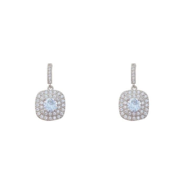 Wholesale 925 Silver Post New Square Zircon Earrings Female Stud Earrings Jewelry Women Gift