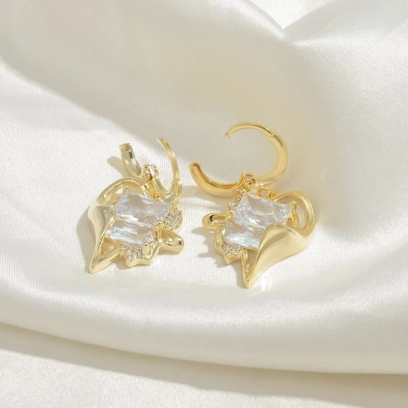 Wholesale Heart-Shaped Zircon Earrings for Women Earring Ornament Dropshipping Jewelry