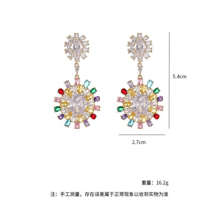 Wholesale Zircon SUNFLOWER Earrings Sterling Silver Needle Earrings Stud Dropshipping Jewelry