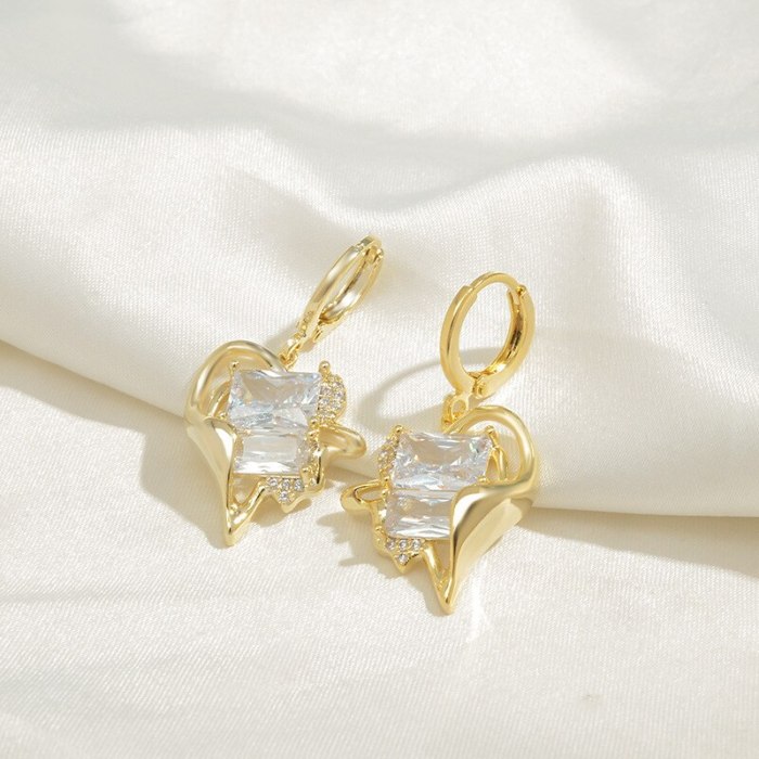 Wholesale Heart-Shaped Zircon Earrings for Women Earring Ornament Dropshipping Jewelry