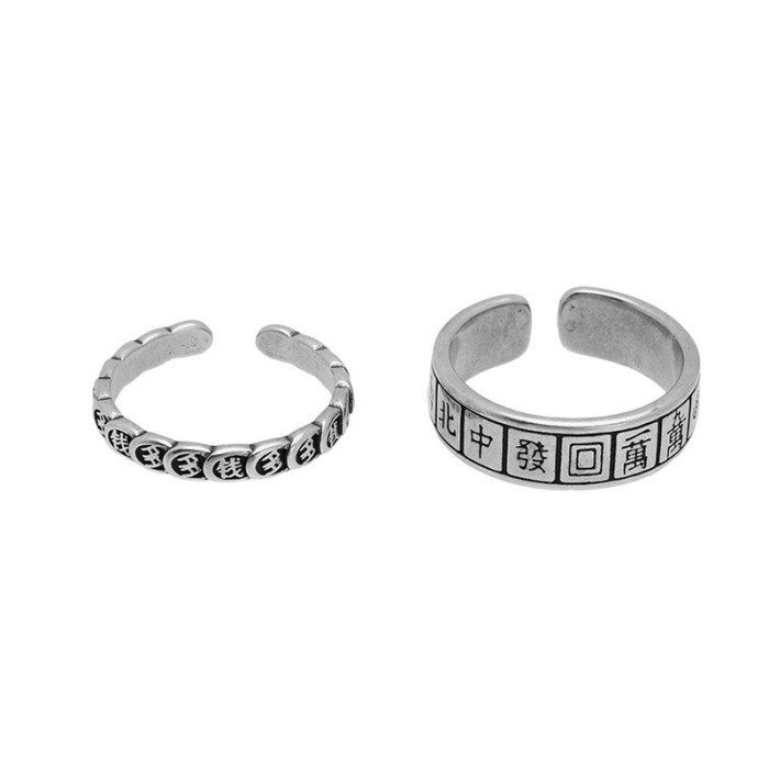 Wholesale Mahjong Text Open Ring Ins Ring Bracelet Female Dropshipping Jewelry