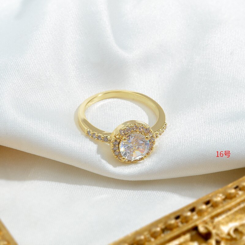 Wholesale Closed Creative 14K Gold Zircon Ring Diamond Ring Index Finger Ring Female Dropshipping Jewelry