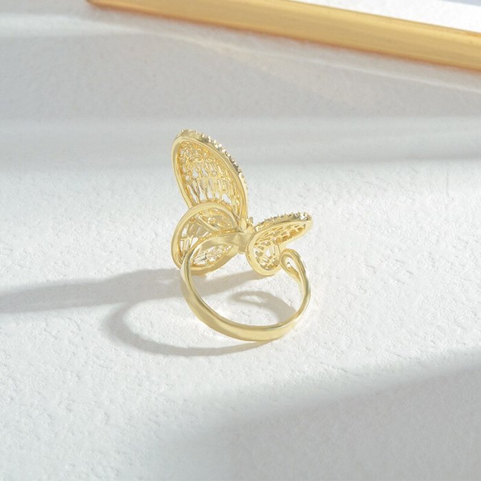 Wholesale Zircon Butterfly Open-End Ring Rings Female Handmade Jewelry Dropshipping Jewelry
