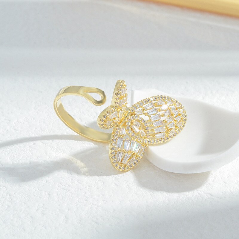 Wholesale Zircon Butterfly Open-End Ring Rings Female Handmade Jewelry Dropshipping Jewelry