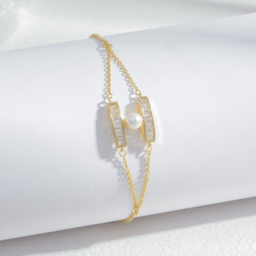 Wholesale New Zircon H Letter Pearl Bracelet Women's Jewelry Dropshipping Jewelry
