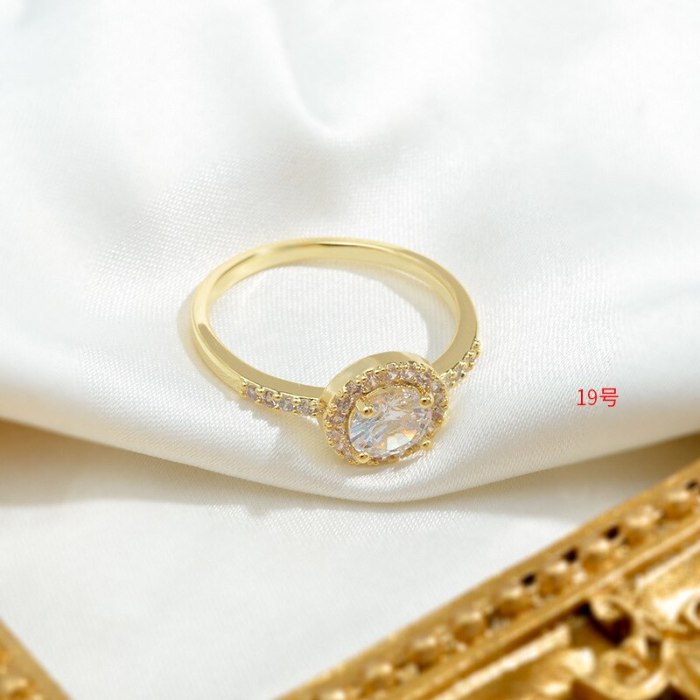Wholesale Closed Creative 14K Gold Zircon Ring Diamond Ring Index Finger Ring Female Dropshipping Jewelry