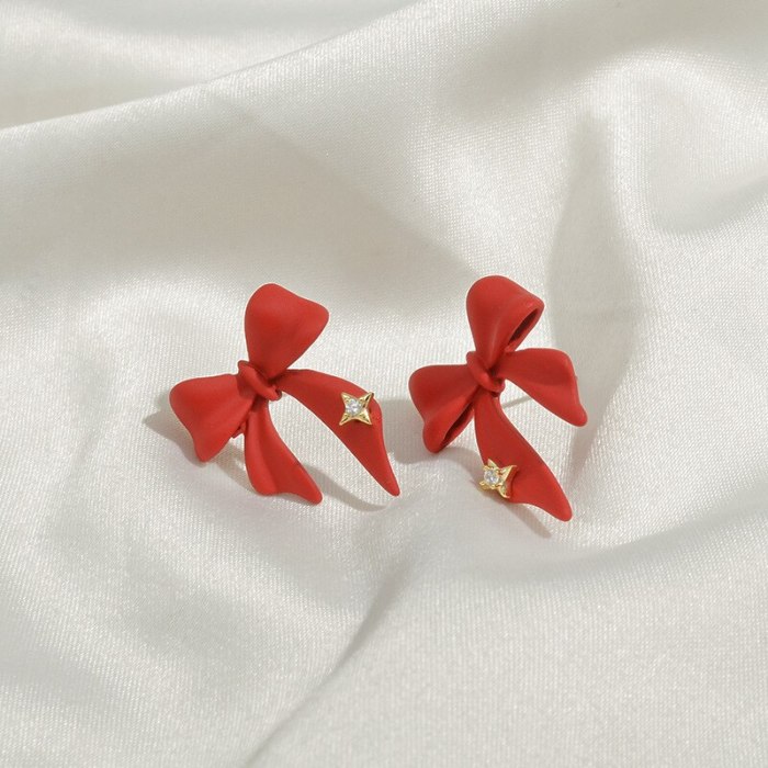 Wholesale Sterling Silver Needle Bowknot Earrings for Women Earrings Stud Ornament Dropshipping Jewelry