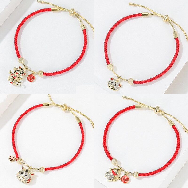 Wholesale Chinese Zodiac Tiger Red Rope Bracelet Women s Woven Red