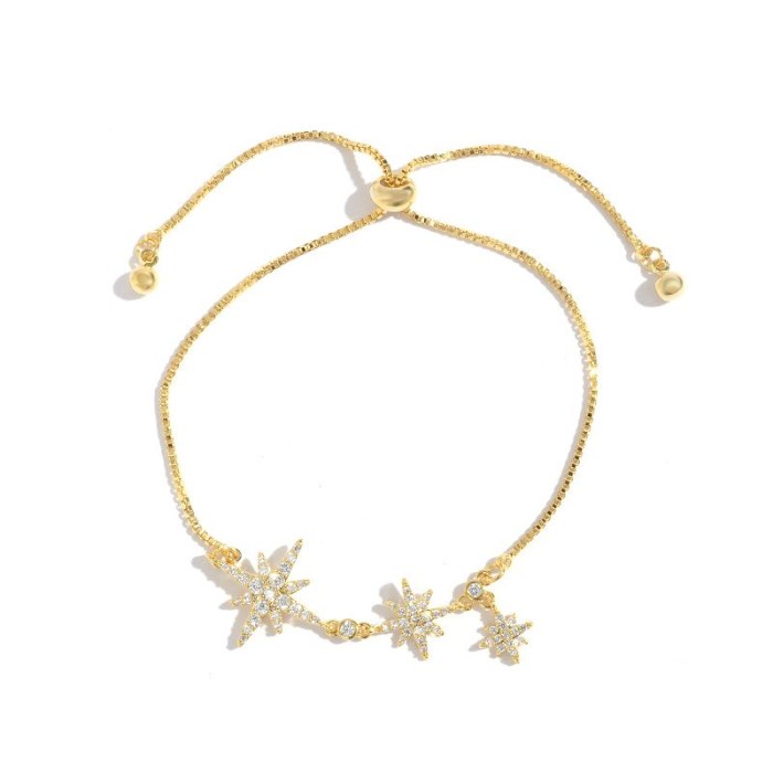 Wholesale New Zircon Eight Awn Star Bracelet Female Adjustable Pull Handmade Accessory Bracelet Ornament Dropshipping Jewelry