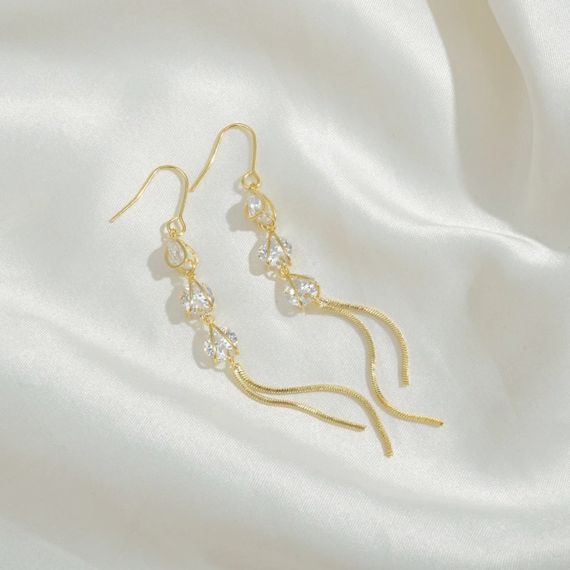 Wholesale Long Fringe Earrings Sterling Silver Needle Earrings Stud Women Dropshipping Jewelry