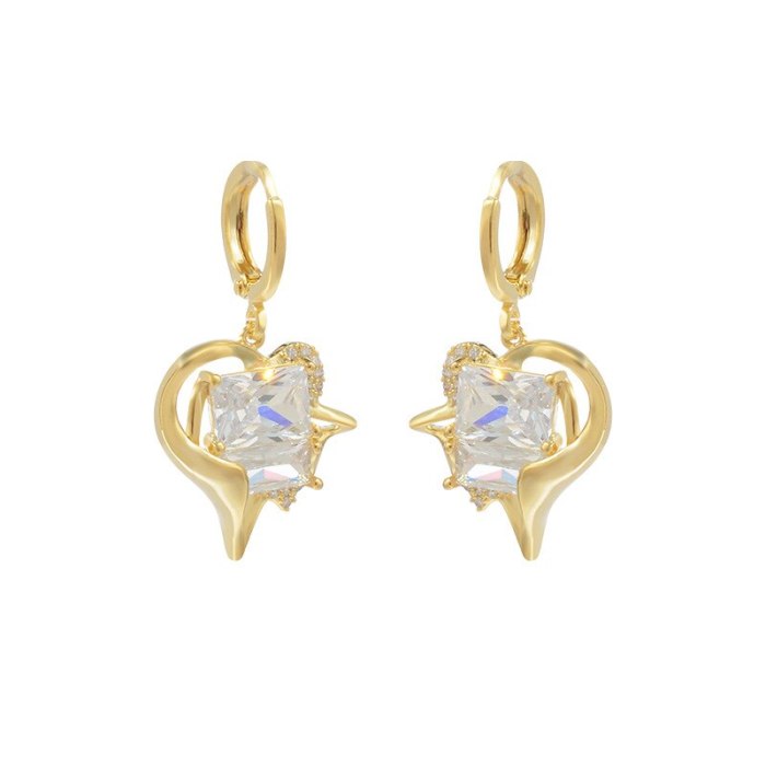 Wholesale Heart-Shaped Zircon Earrings for Women Earring Ornament Dropshipping Jewelry