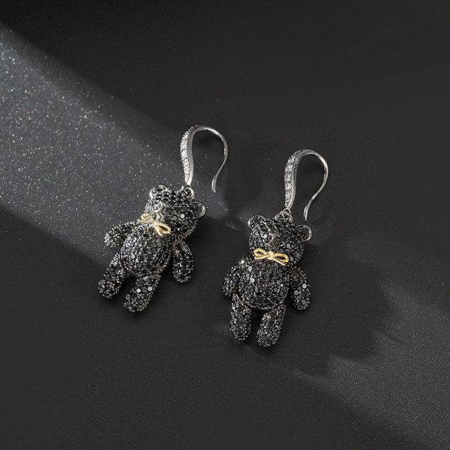 Wholesale Zircon Bear Earrings For Women Sterling Silver Needle Earrings Stud Jewelry Gift