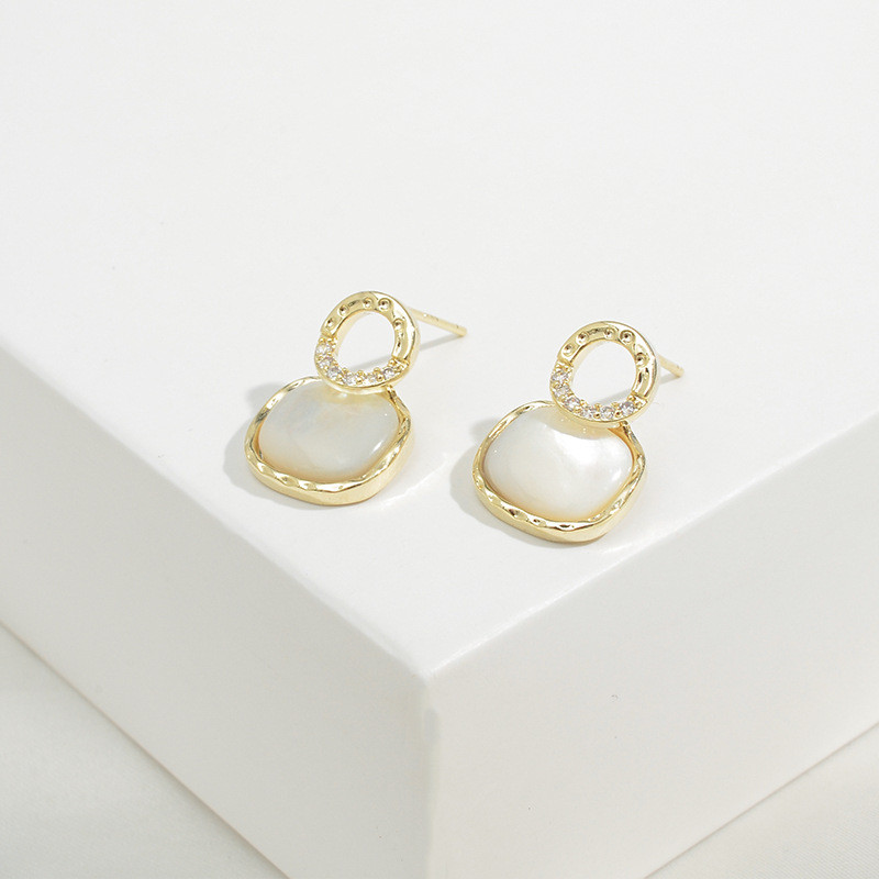 Wholesale Sterling Silver Needle Opal Stone Stud Female Eardrops Earrings Jewelry Gift