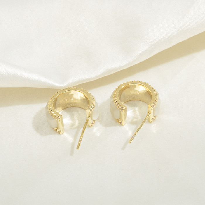 Wholesale Opal Stone Stud Female Sterling Silver Needle Eardrops Earrings Jewelry Gift