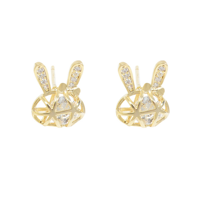 Wholesale Rabbit Fashion Sterling Silver Needle Zircon Ornament Jewelry Gift