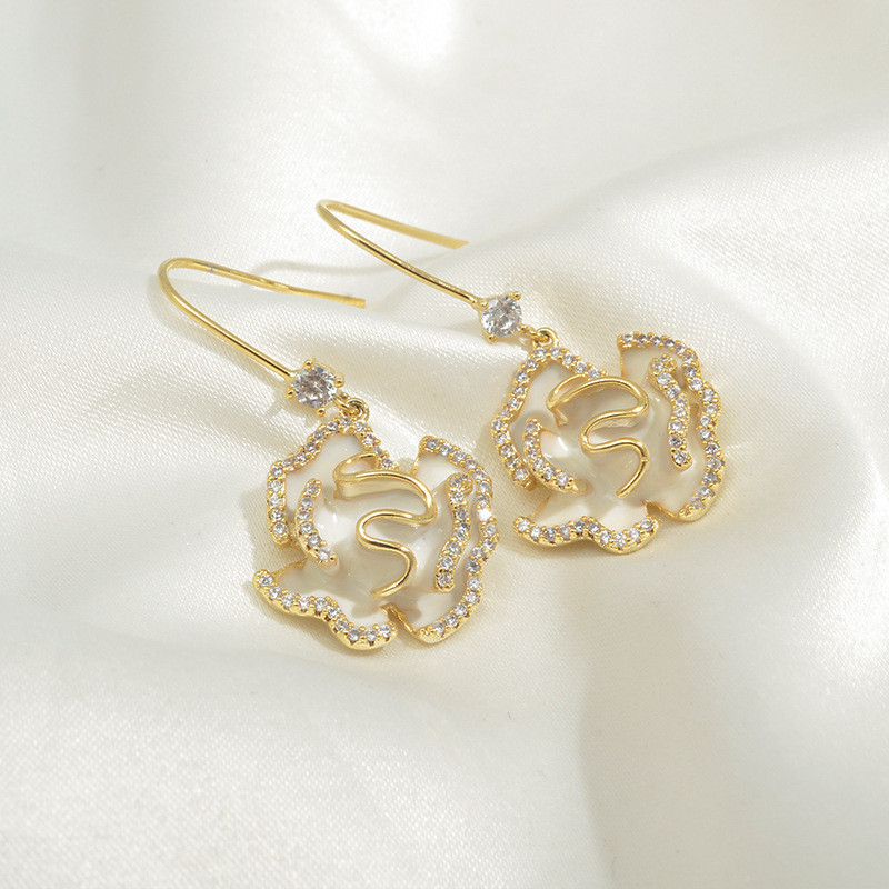 Wholesale Camellia Earrings Sterling Silver Needle Earrings Stud Women Jewelry Gift