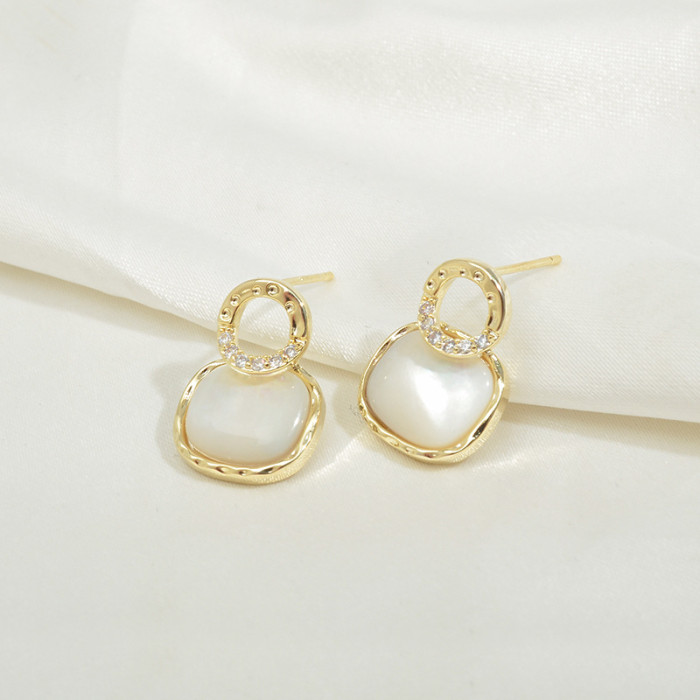 Wholesale Sterling Silver Needle Opal Stone Stud Female Eardrops Earrings Jewelry Gift