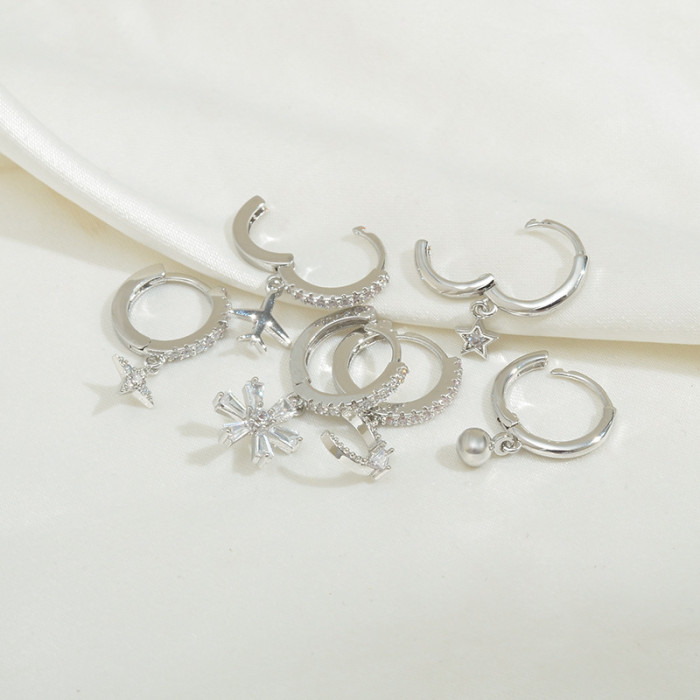 Wholesale Stud Women's Three Pairs Of Earings Set Petals Fashion Ornament Jewelry Gift