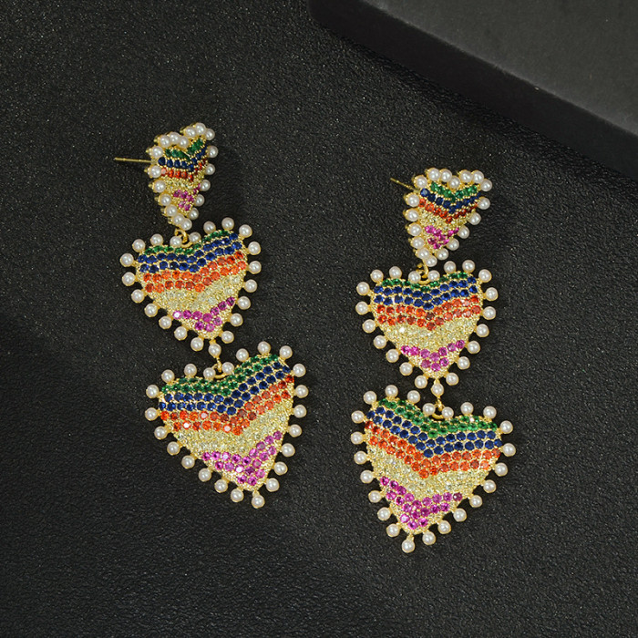 Wholesale Heart-Shaped Zircon Earrings Sterling Silver Needle Earrings Stud Women Jewelry Gift