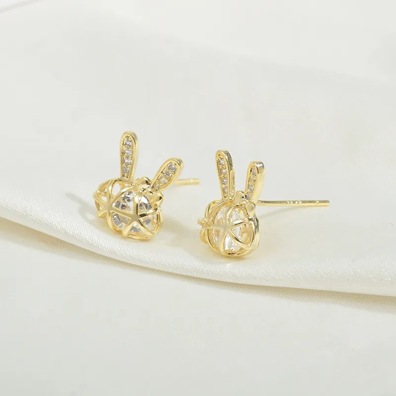 Wholesale Rabbit Fashion Sterling Silver Needle Zircon Ornament Jewelry Gift