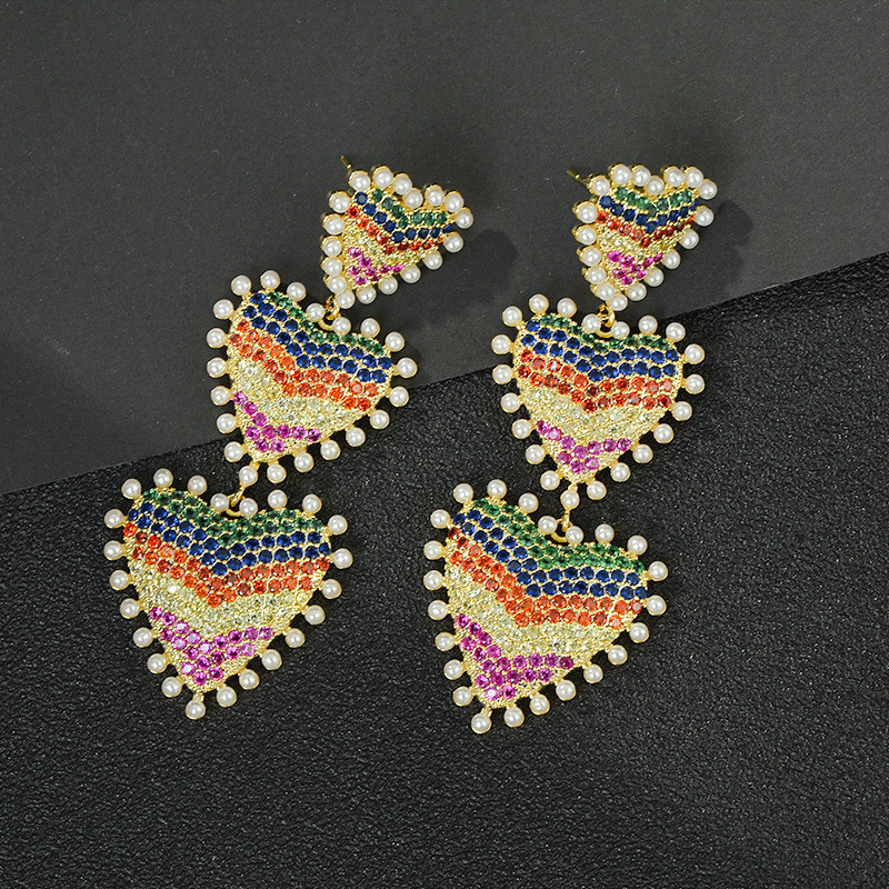 Wholesale Heart-Shaped Zircon Earrings Sterling Silver Needle Earrings Stud Women Jewelry Gift