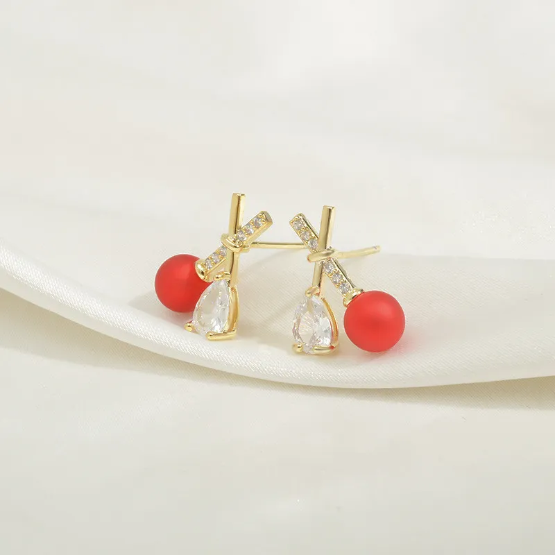Wholesale New Zircon Pearl Earrings Sterling Silver Needle Bow Earrings Stud Jewelry Gift