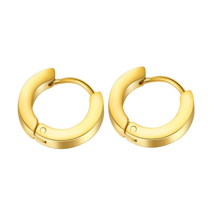 Wholesale Ornament Fashion Trendy Circle Gold Plated Stainless Steel Hoop Earring
