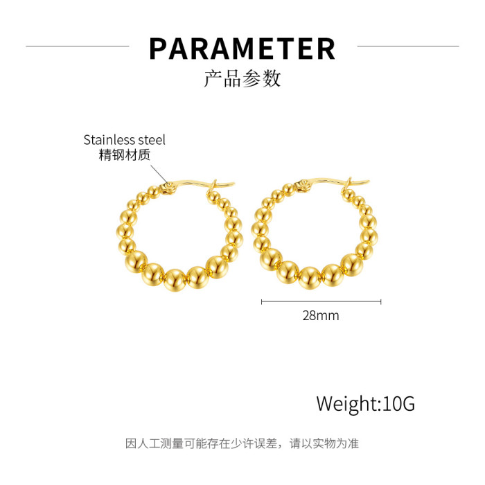 Wholesale Ornament Fashion Trendy Geometric Round Women's Titanium Steel Hoop Earring
