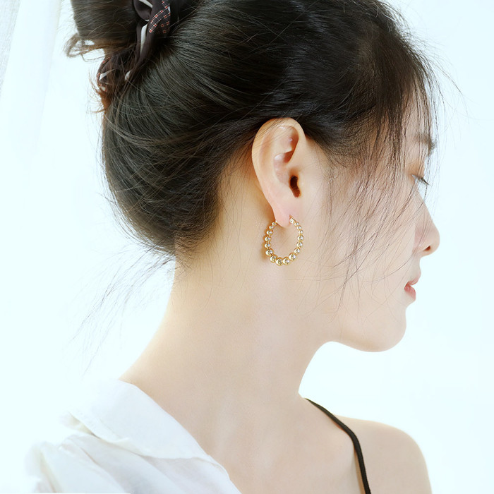Wholesale Ornament Fashion Trendy Geometric Round Women's Titanium Steel Hoop Earring