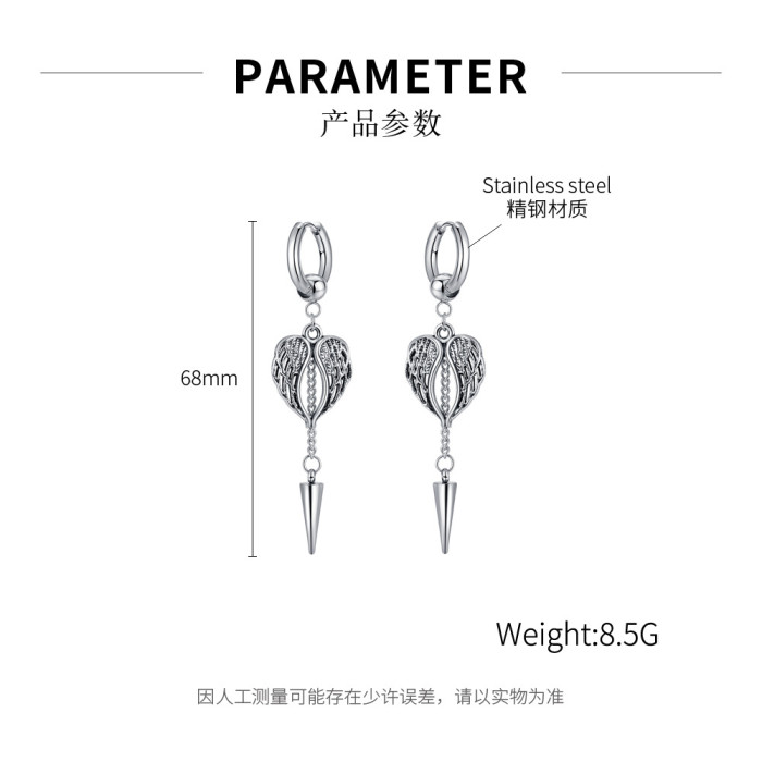 Wholesale Fashion Punk Tassel Tapered Nail Drop Earrings Wing  Hip Hop Earrings ge698