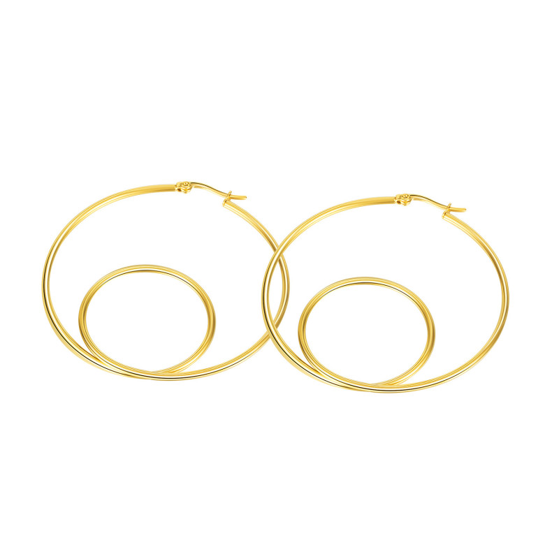 Wholesale INS Cold Wind Double-Layer Hoop Simple Luxury Titanium Steel Fashion Trendy Girls' Earrings